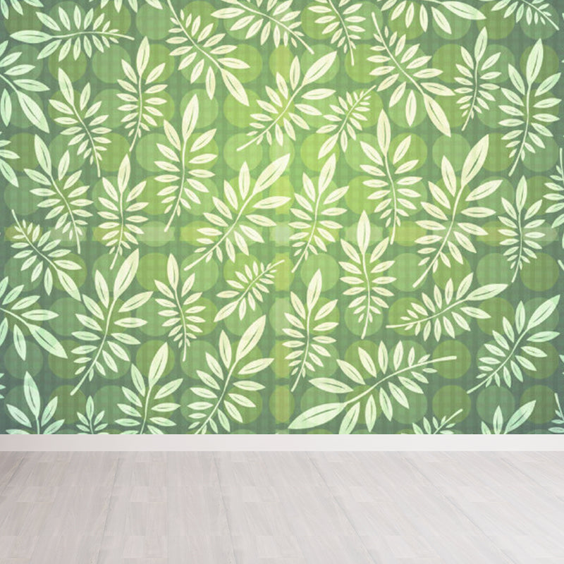 Frendorf | Illustrationsstil Blätter Wandgemälde Riesen Wandverkleidung für das Esszimmer, individuell