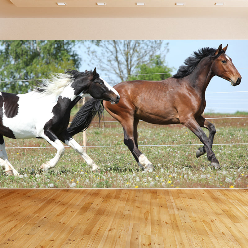 Big Horse Wandtapete Mural Fleckenresistent Modernes Familienzimmer Wandkunst, Individueller Druck