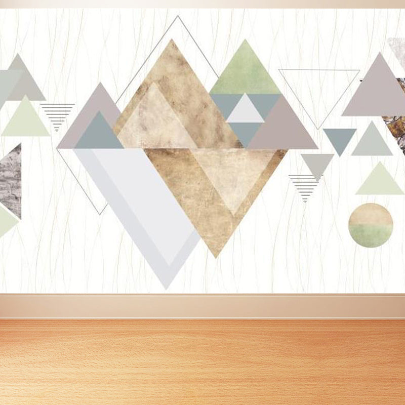 Frendorf | Geometrische Driehoek Muurpapier Muurschildering Moderne Niet-Geweven Katoenen Wandbekleding voor Woonkamer