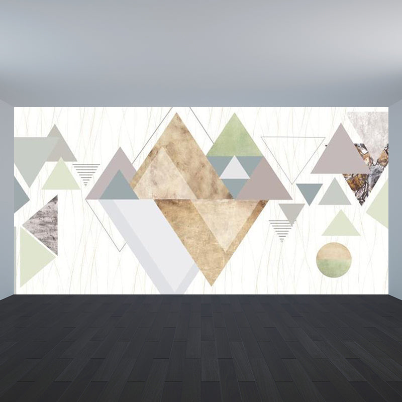 Frendorf | Geometrische Driehoek Muurpapier Muurschildering Moderne Niet-Geweven Katoenen Wandbekleding voor Woonkamer