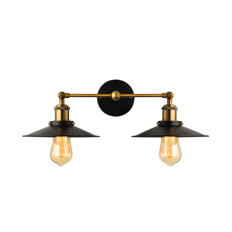 Frendorf | 2 Köpfe Wandlicht Industrie Stilvolle konische Schirm Metall Wand Sconces Beleuchtung in Schwarz/Weiß für Wohnzimmer