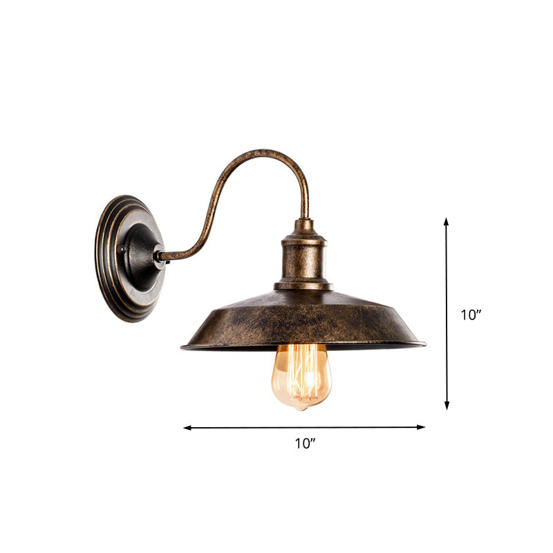 Frendorf | Warehouse Barn Wandmontage Licht 10"/14" Breed 1 Kop Smeedijzeren Wandverlichting met Gansnekarm in Brons