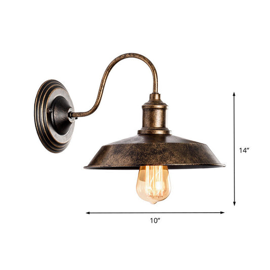 Frendorf | Warehouse Barn Wandmontage Licht 10"/14" Breed 1 Kop Smeedijzeren Wandverlichting met Gansnekarm in Brons