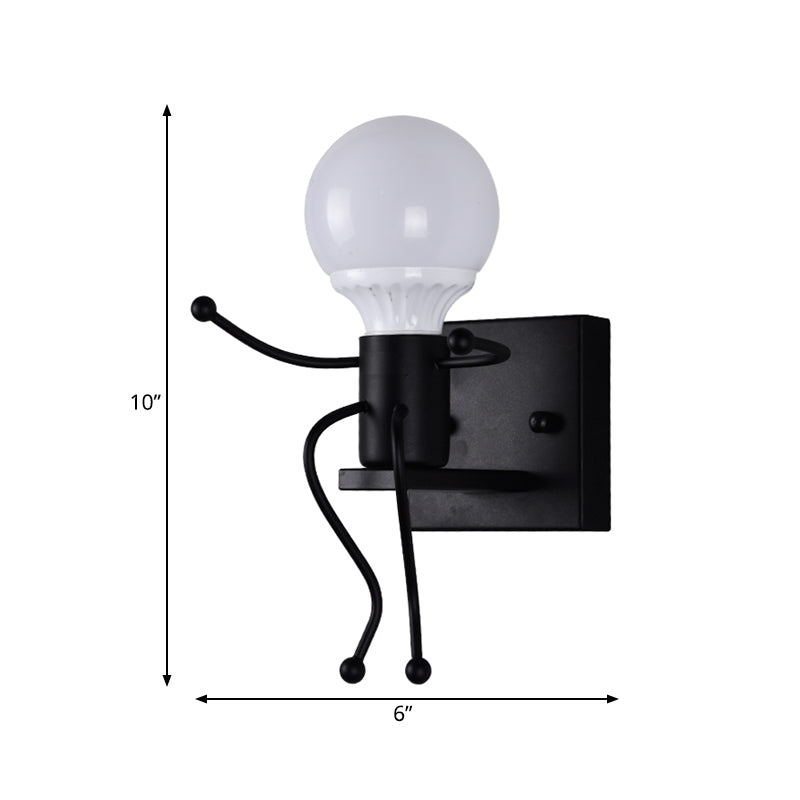 Frendorf | Metalen Kleine Robot Wandlamp Bare Bulb Eén Licht Moderne Stijl Wandlamp voor Gang Badkamer
