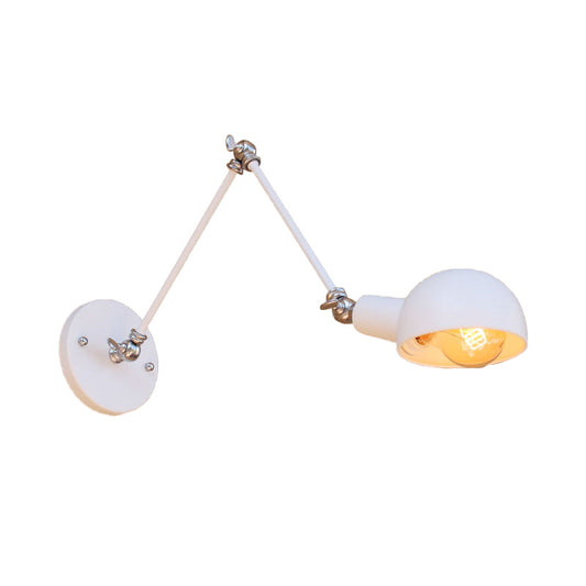 Frendorf | Weißes Kuppelwandlicht mit Schwenkarm Industriedesign Retro Metall 1 Glühbirne Schlafzimmer Wandleuchte Lampe