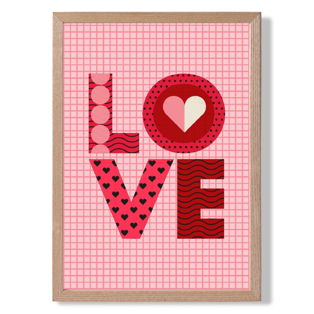 Retro-Muster LOVE gerahmter Kunstdruck