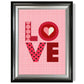 Retro-Muster LOVE gerahmter Kunstdruck
