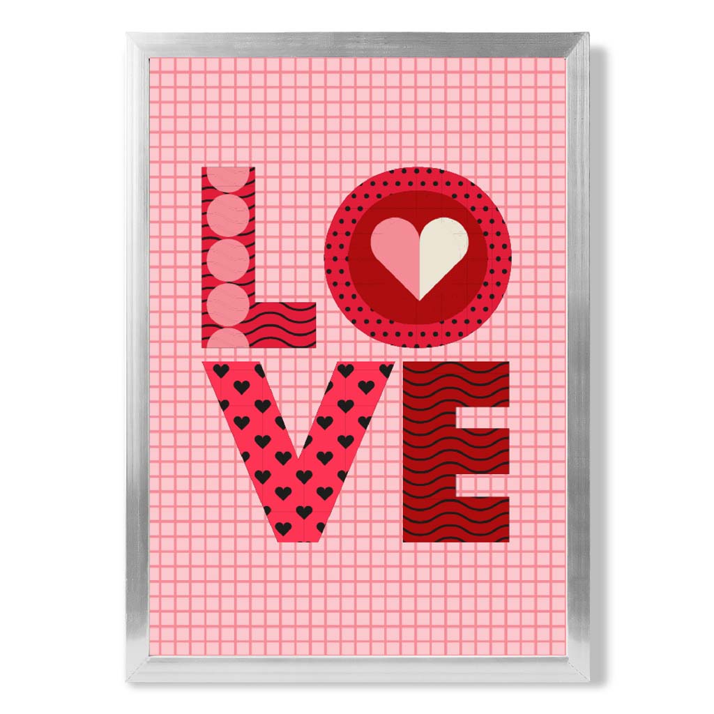 Retro-Muster LOVE gerahmter Kunstdruck