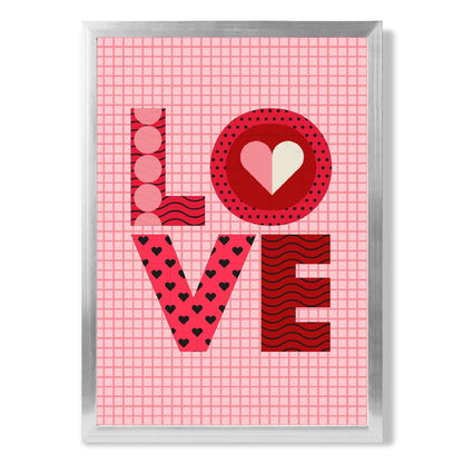 Retro-Muster LOVE gerahmter Kunstdruck