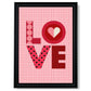 Retro-Muster LOVE gerahmter Kunstdruck