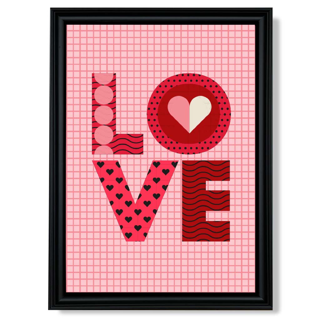 Retro-Muster LOVE gerahmter Kunstdruck