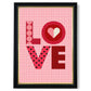Retro-Muster LOVE gerahmter Kunstdruck