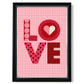 Retro-Muster LOVE gerahmter Kunstdruck