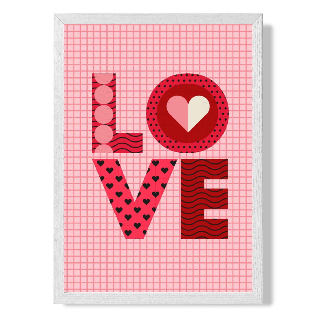 Retro-Muster LOVE gerahmter Kunstdruck