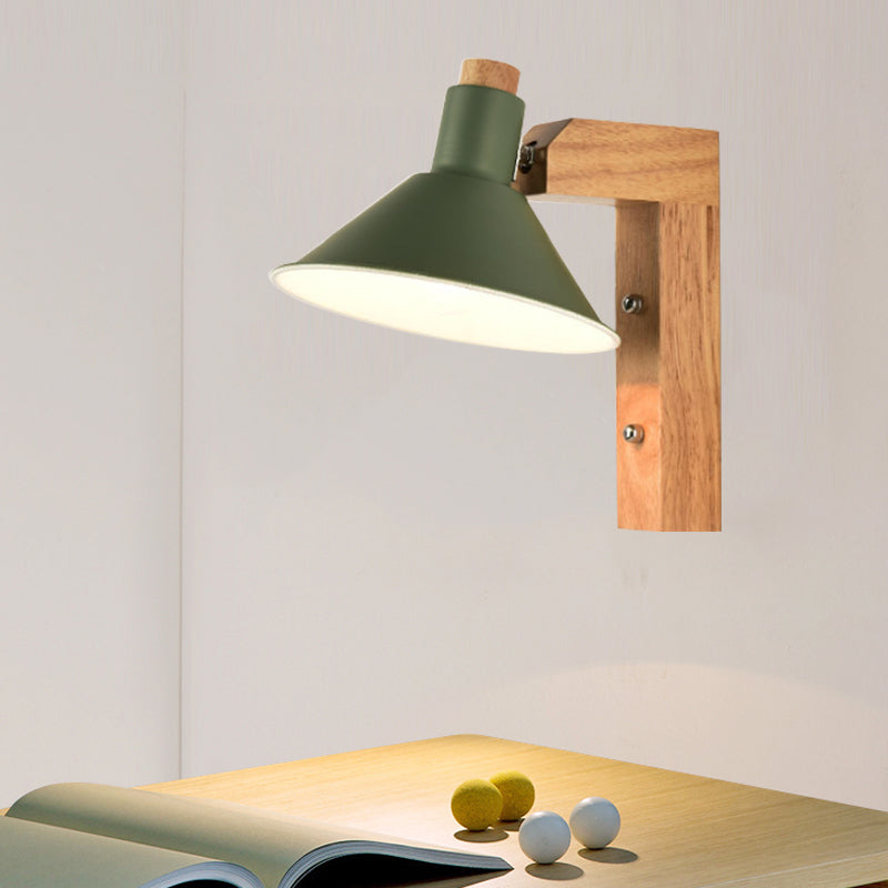 Frendorf | Funnel Studie Kamer Wandlamp Hout Metaal 1 Licht Noordic Stijlvolle Ondertint Wandlamp