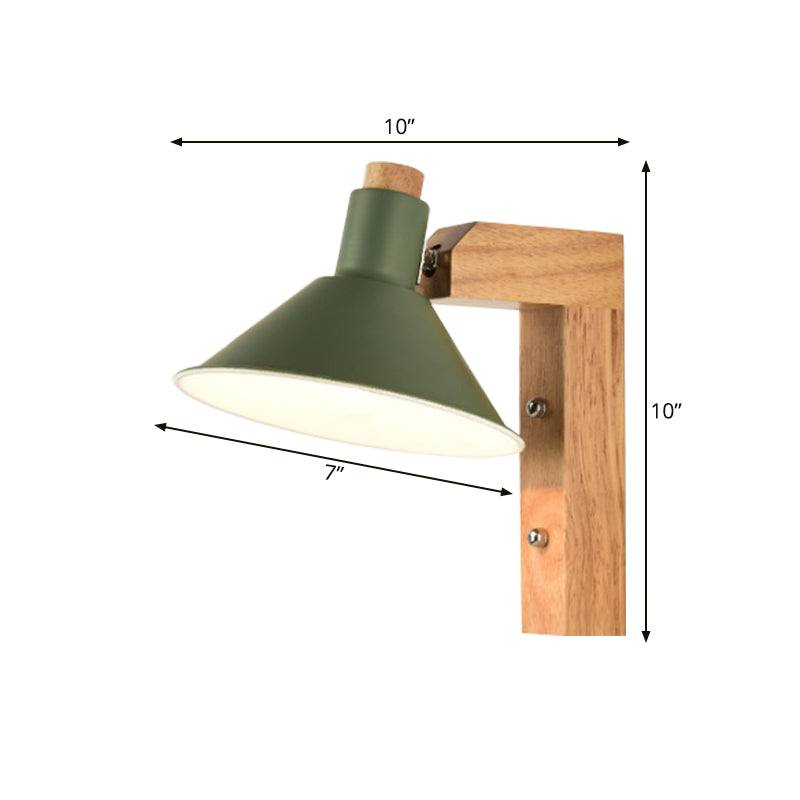 Frendorf | Funnel Studie Kamer Wandlamp Hout Metaal 1 Licht Noordic Stijlvolle Ondertint Wandlamp