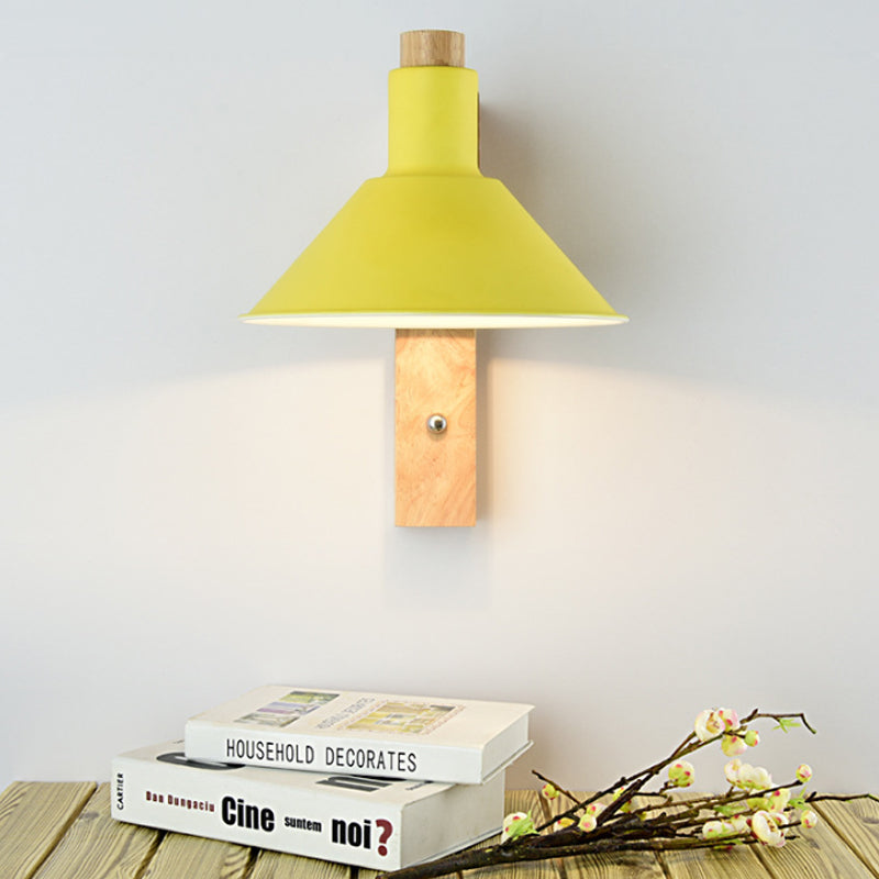 Frendorf | Funnel Studie Kamer Wandlamp Hout Metaal 1 Licht Noordic Stijlvolle Ondertint Wandlamp