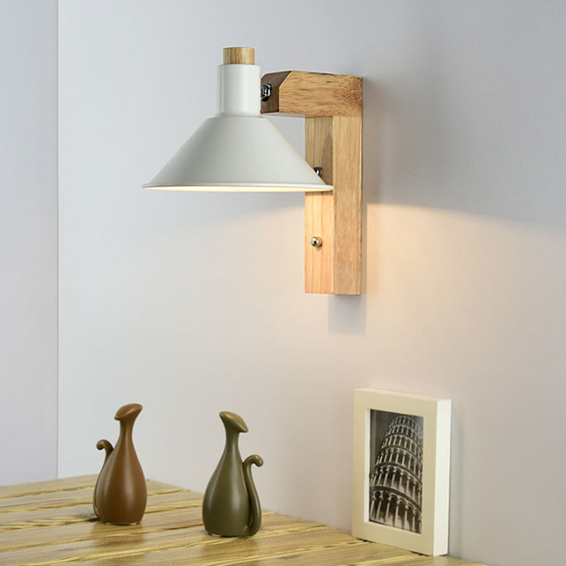 Frendorf | Funnel Studie Kamer Wandlamp Hout Metaal 1 Licht Noordic Stijlvolle Ondertint Wandlamp
