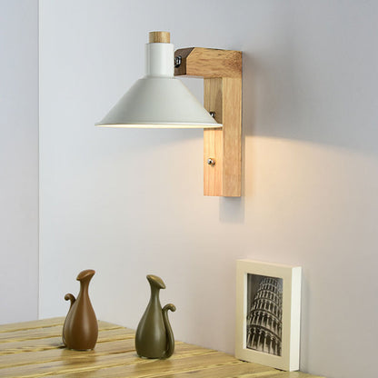 Frendorf | Funnel Studie Kamer Wandlamp Hout Metaal 1 Licht Noordic Stijlvolle Ondertint Wandlamp