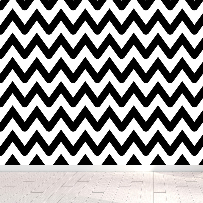 Ganzheitliche geometrische Formen Tapete Mural Schwarz und Weiß Vlies Wandbelag für Dekor, maßgeschneidert