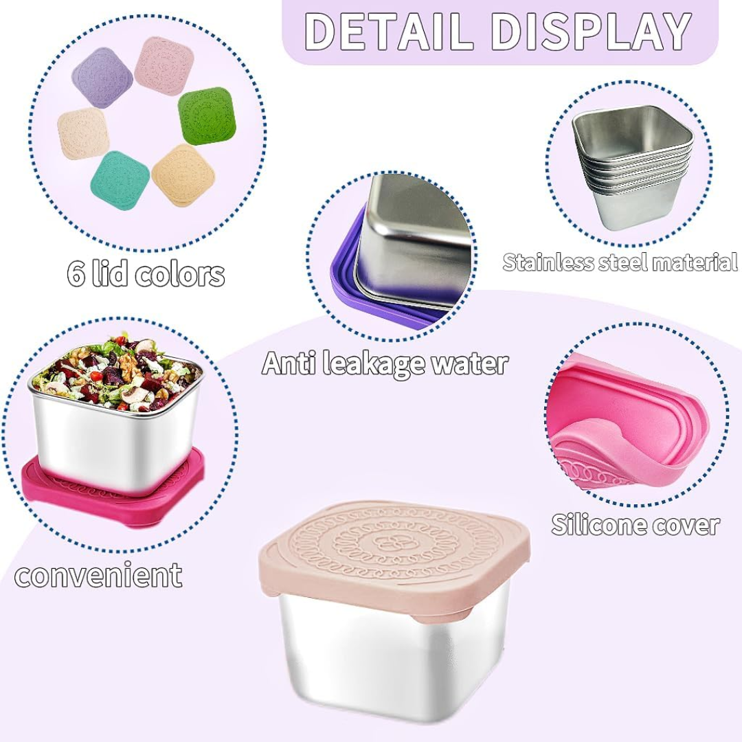 Frendorf | 175ml Edelstahl Snackboxen für Kinder - 6er-Pack