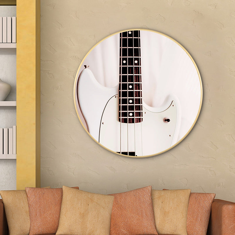 Frendorf | Beige zeitgenössisches Leinwand-Gitarrenbild für das Esszimmer, mehrere Größenoptionen