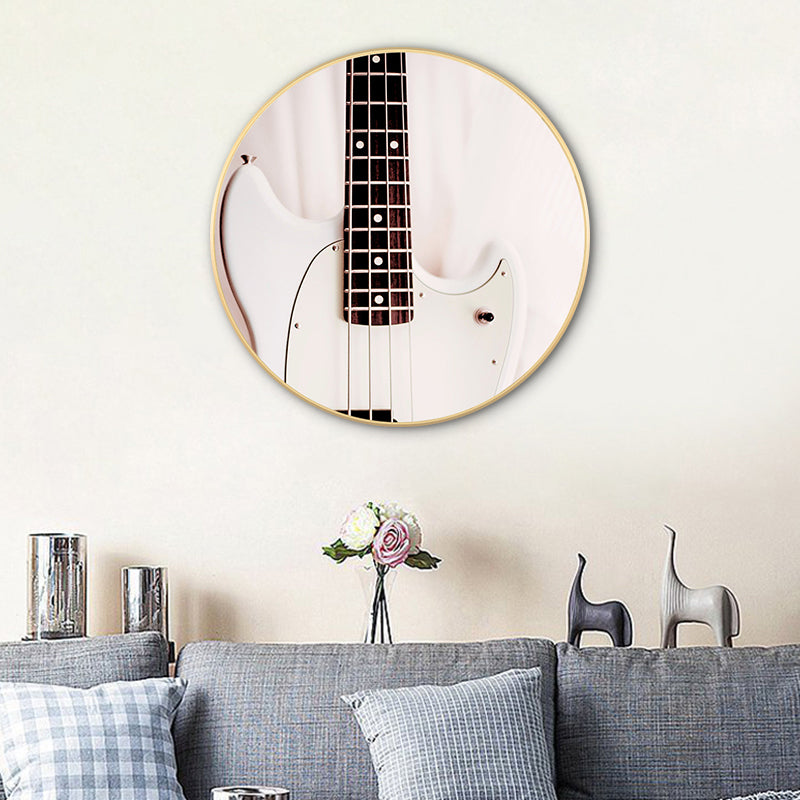 Frendorf | Beige zeitgenössisches Leinwand-Gitarrenbild für das Esszimmer, mehrere Größenoptionen