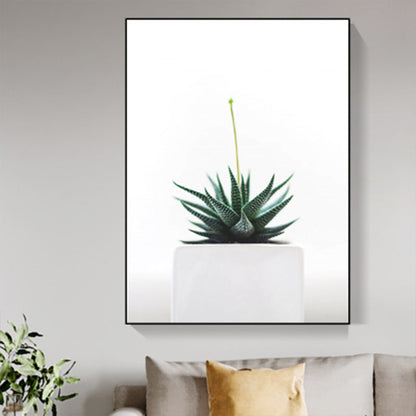 Frendorf | Grüne Aloe Wandkunst Bonsai Moderner Stil Texturierte Leinwanddruck für Hausinterieur