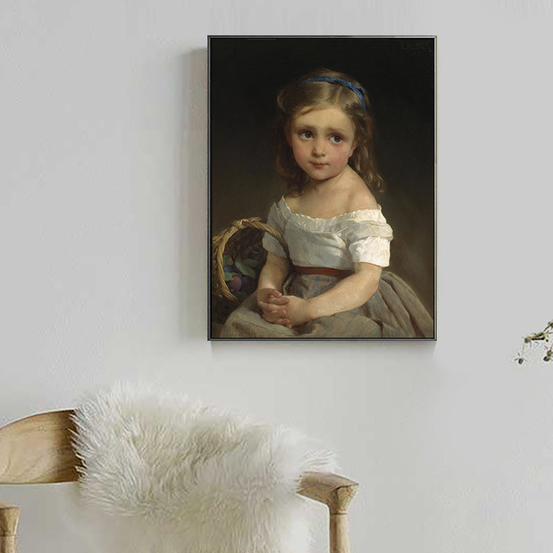 Frendorf | Unbeschwerte kleines Mädchen Leinwanddruck Texturiert Renaissance für Mädchen Schlafzimmer Malerei