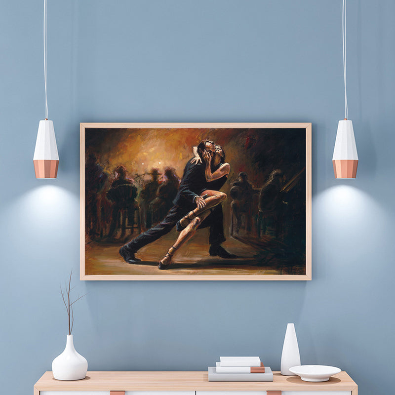 Frendorf | Braune tanzende Figuren Leinwandkunst Impressionismus strukturierte Wanddekoration für das Wohnzimmer