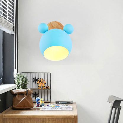 Frendorf | Nordic Style Globe Wandleuchte Holz & Metall 1 Lampe Wandleuchte für Restaurant Flur