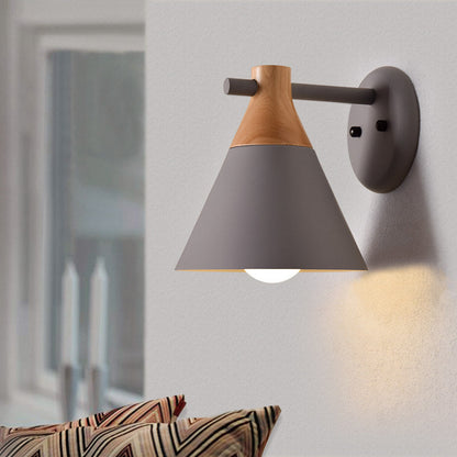 Frendorf | Macaron Style Onderkleur Wandlamp Conische Schaduw 1 Kop Metaal Wandlamp voor Keuken Gang