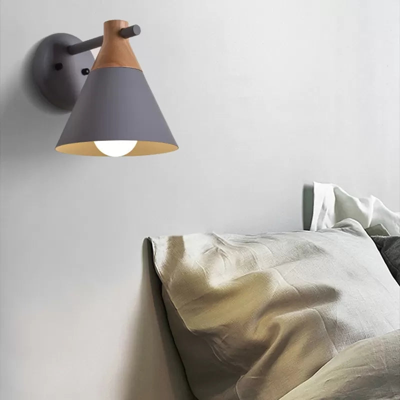 Frendorf | Macaron Style Onderkleur Wandlamp Conische Schaduw 1 Kop Metaal Wandlamp voor Keuken Gang