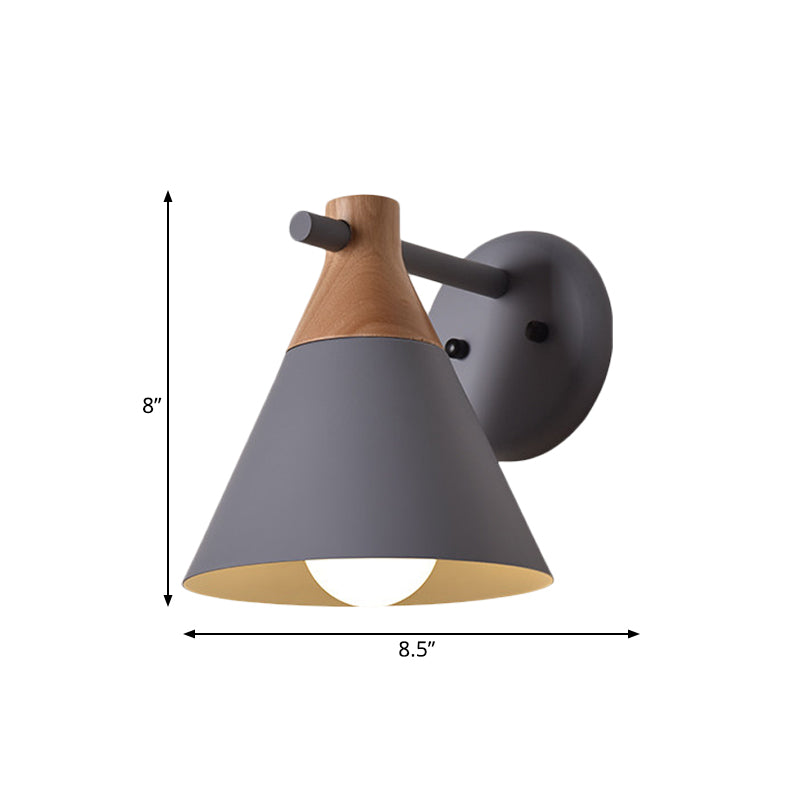 Frendorf | Macaron Style Onderkleur Wandlamp Conische Schaduw 1 Kop Metaal Wandlamp voor Keuken Gang