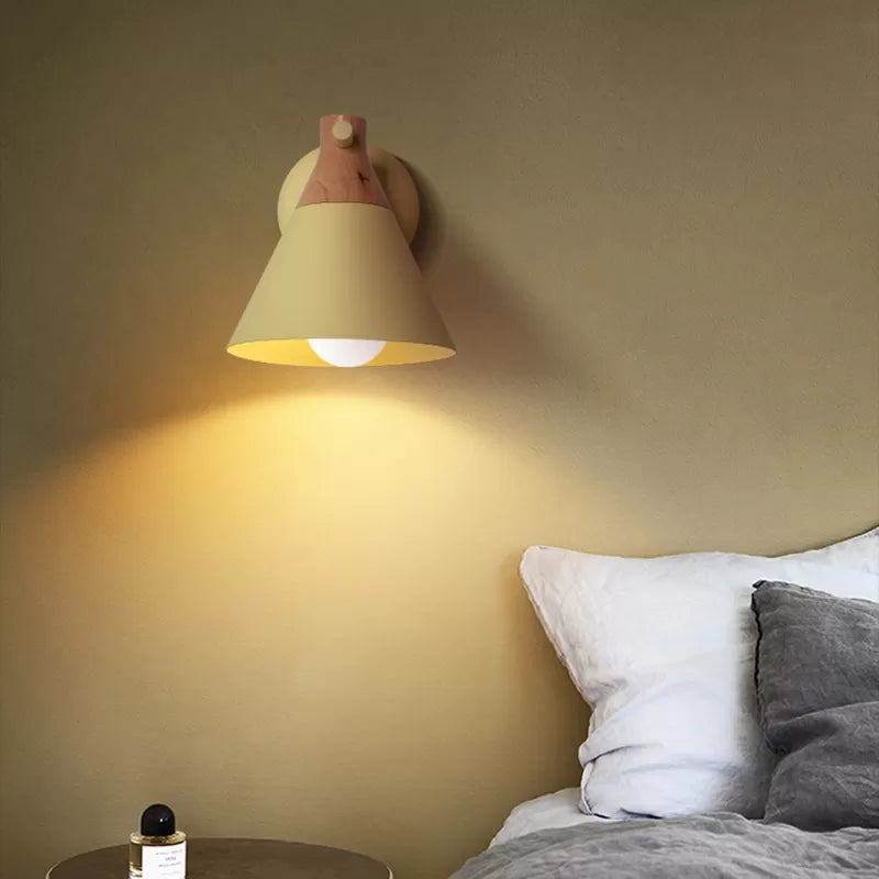Frendorf | Macaron Style Onderkleur Wandlamp Conische Schaduw 1 Kop Metaal Wandlamp voor Keuken Gang