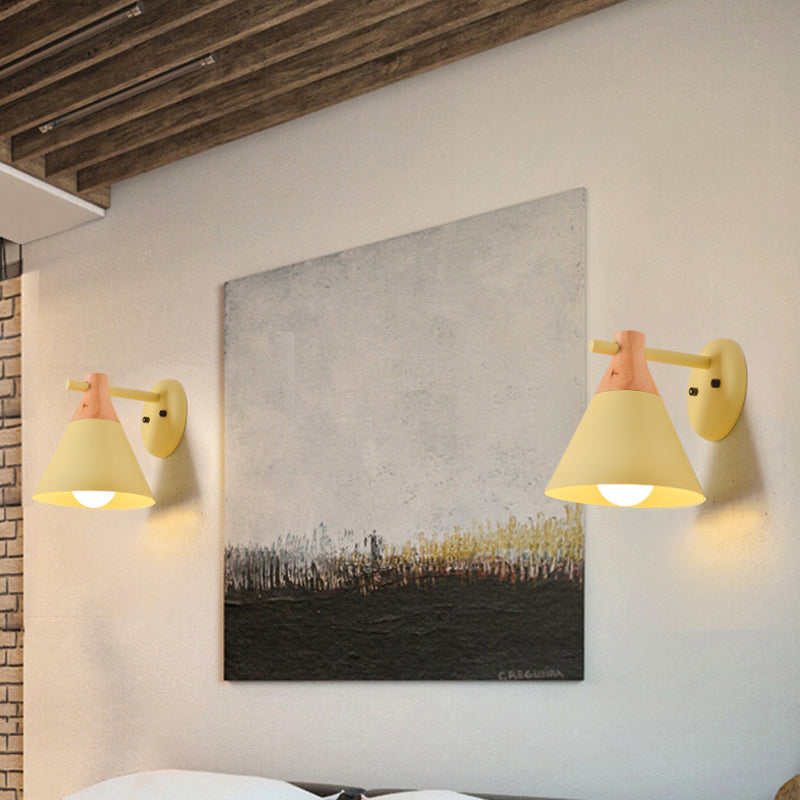 Frendorf | Macaron Style Onderkleur Wandlamp Conische Schaduw 1 Kop Metaal Wandlamp voor Keuken Gang