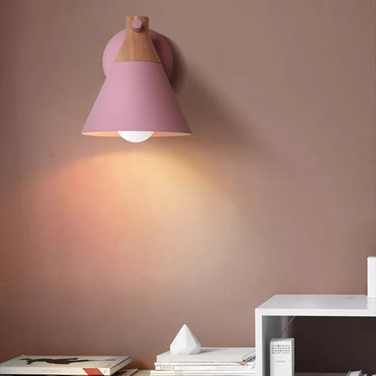 Frendorf | Macaron Style Onderkleur Wandlamp Conische Schaduw 1 Kop Metaal Wandlamp voor Keuken Gang