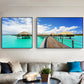 Frendorf | Tropics Sea Bridge Scenery Canvas Pastellfarbe Mehrteiliges Wandkunstdruck für das Wohnzimmer