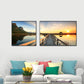 Frendorf | Tropics Sea Bridge Scenery Canvas Pastellfarbe Mehrteiliges Wandkunstdruck für das Wohnzimmer