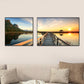 Frendorf | Tropics Sea Bridge Scenery Canvas Pastellfarbe Mehrteiliges Wandkunstdruck für das Wohnzimmer