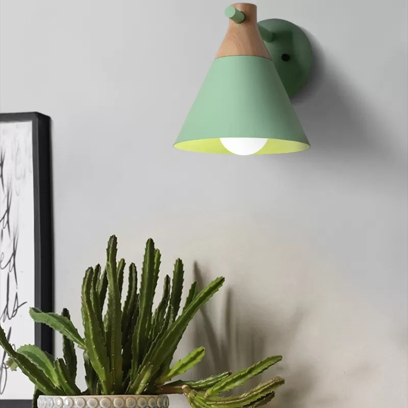 Frendorf | Macaron Style Onderkleur Wandlamp Conische Schaduw 1 Kop Metaal Wandlamp voor Keuken Gang
