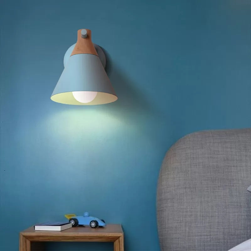 Frendorf | Macaron Style Onderkleur Wandlamp Conische Schaduw 1 Kop Metaal Wandlamp voor Keuken Gang