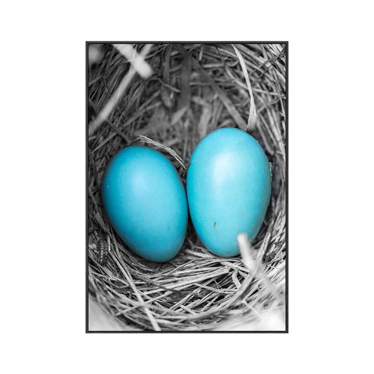 Frendorf | Blaue moderne Leinwandwandkunst Wildvogel-Landschaft Gemälde für die Küche, mehrere Größen