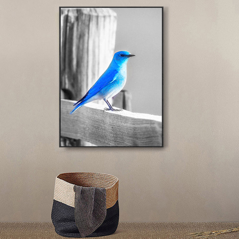 Frendorf | Blaue moderne Leinwandwandkunst Wildvogel-Landschaft Gemälde für die Küche, mehrere Größen