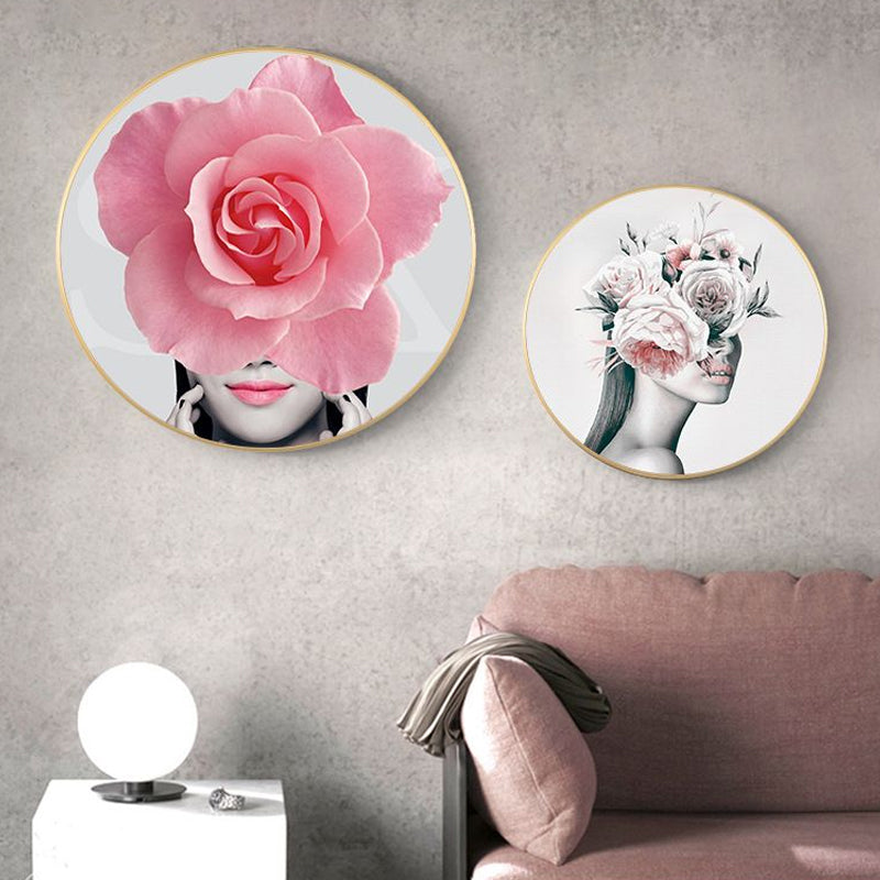 Frendorf | Moderne Bloem en Meisje Canvas Pastel Farbe Schlafzimmer Wanddekoration, Mehrere Größen