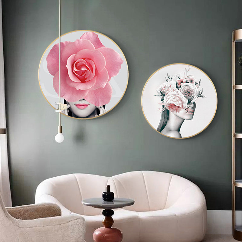 Frendorf | Moderne Bloem en Meisje Canvas Pastel Farbe Schlafzimmer Wanddekoration, Mehrere Größen