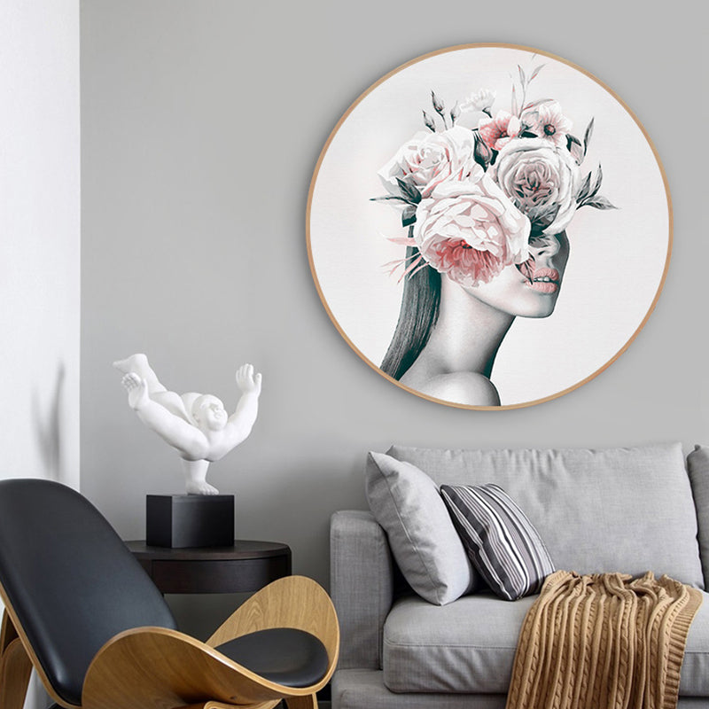 Frendorf | Moderne Bloem en Meisje Canvas Pastel Farbe Schlafzimmer Wanddekoration, Mehrere Größen