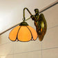Frendorf | Antieke Messing Bloem Muurverlichting Fixture Tiffany 1 Hoofd Geel Glas Wandlamp met Zeemeermin Decoratie