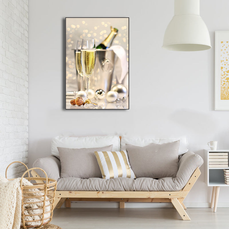 Frendorf | Bankett Champagnergläser Kunstdruck Modern Stylisch Texturiertes Canvas für Esszimmer