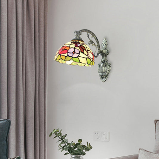Frendorf | Gerahmte Basis Restaurant Wandlampe mit Petal Glas 1 Licht Tiffany Rustikale Wandleuchte